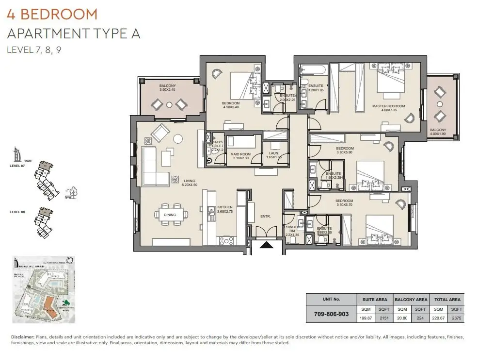 4 BR floor plan