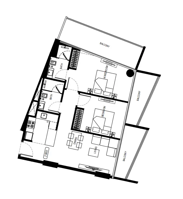 2 BR floor plan