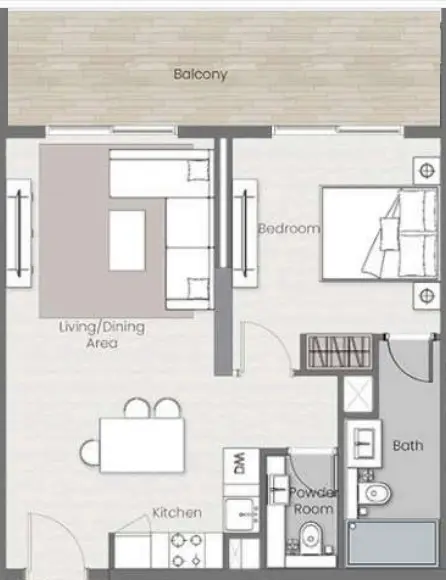 1 BR floor plan