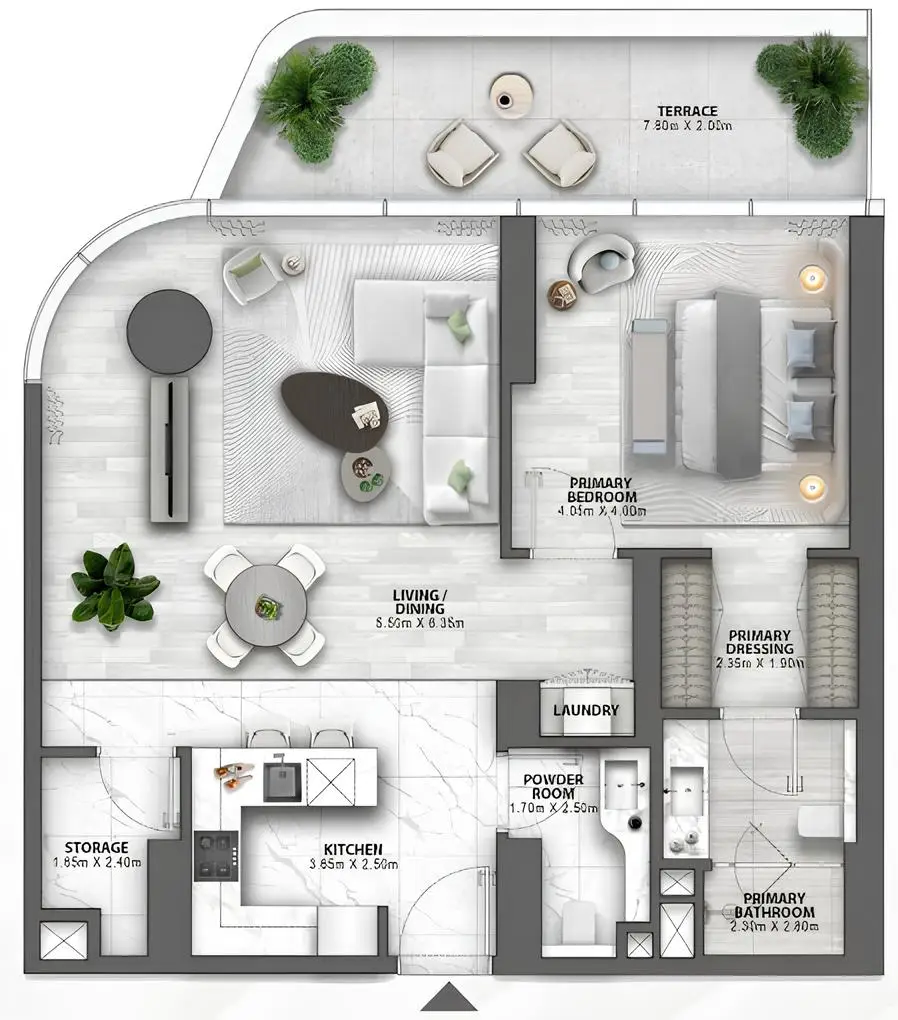 1 BR floor plan