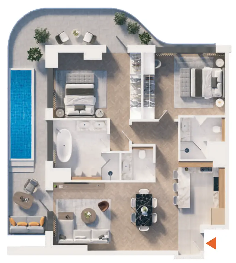 2 BR floor plan