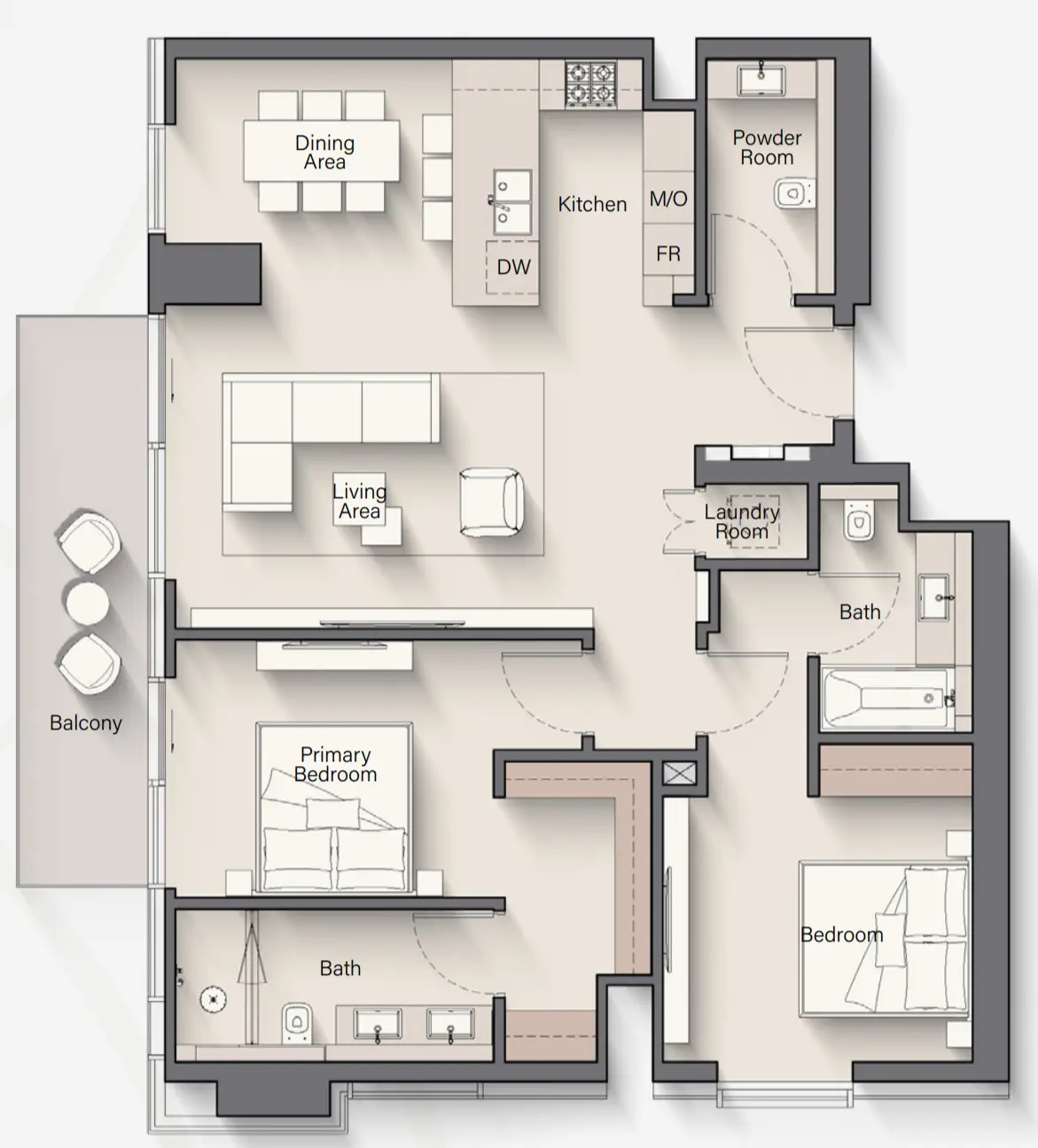 2 BR floor plan
