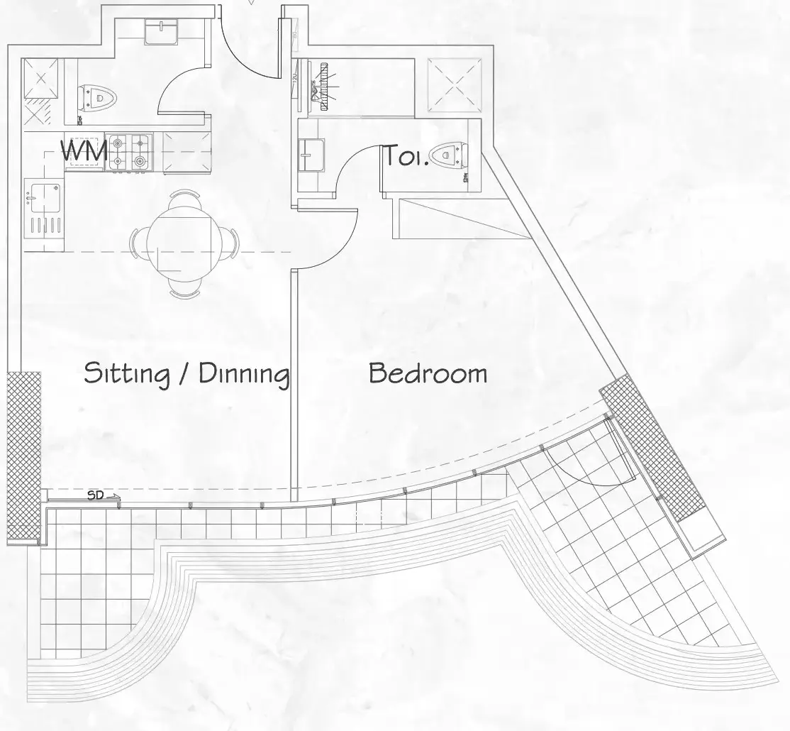1 BR floor plan