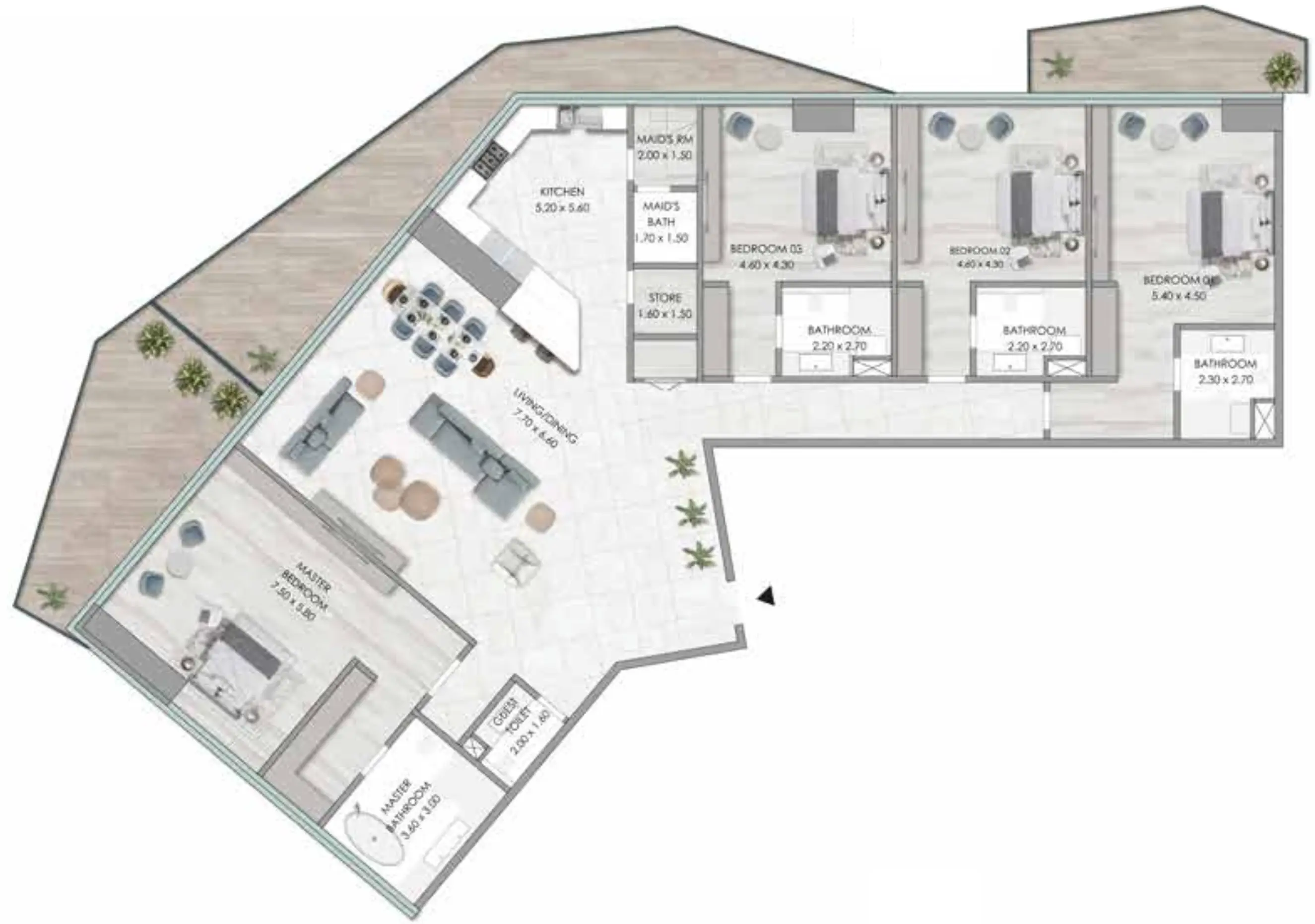 4 BR floor plan