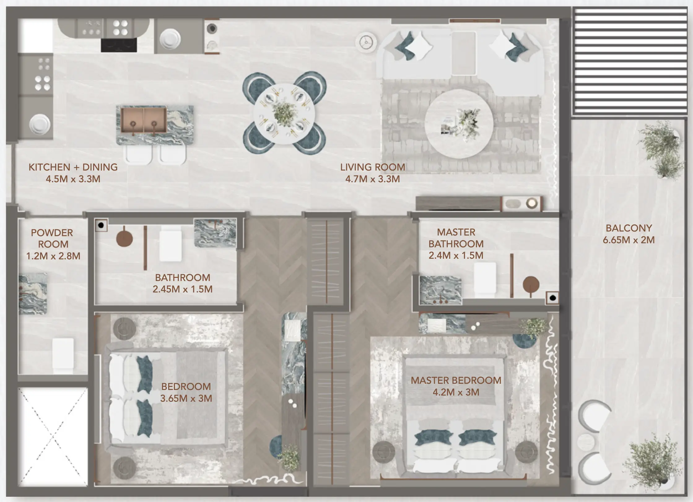 2 BR floor plan