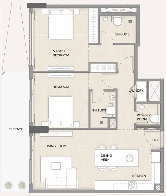 2 BR floor plan