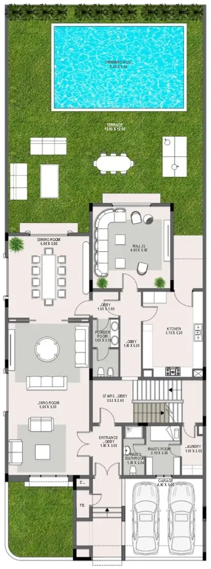 5 BR floor plan