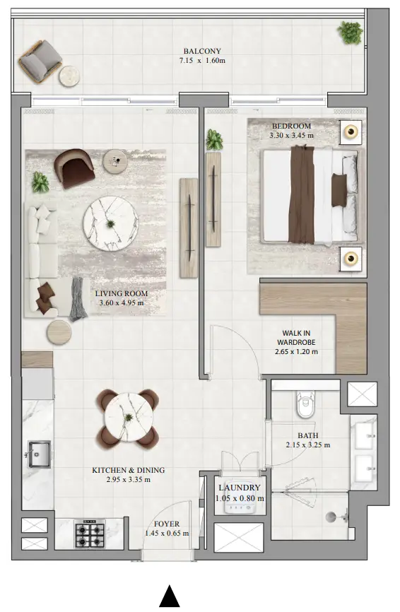 1 BR floor plan