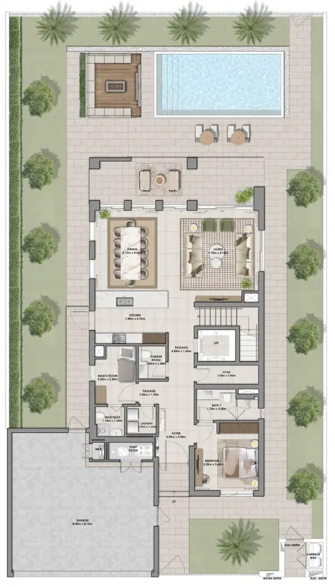 5 BR floor plan
