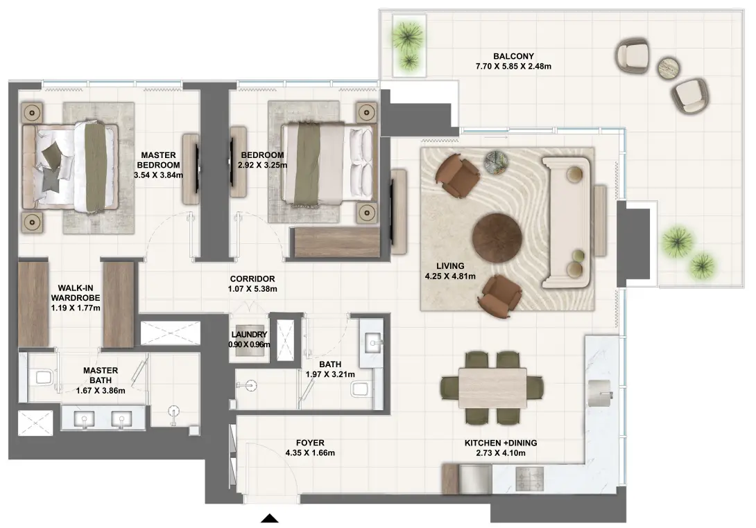 2 BR floor plan