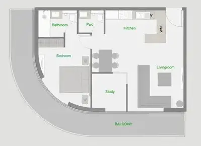 1 BR floor plan