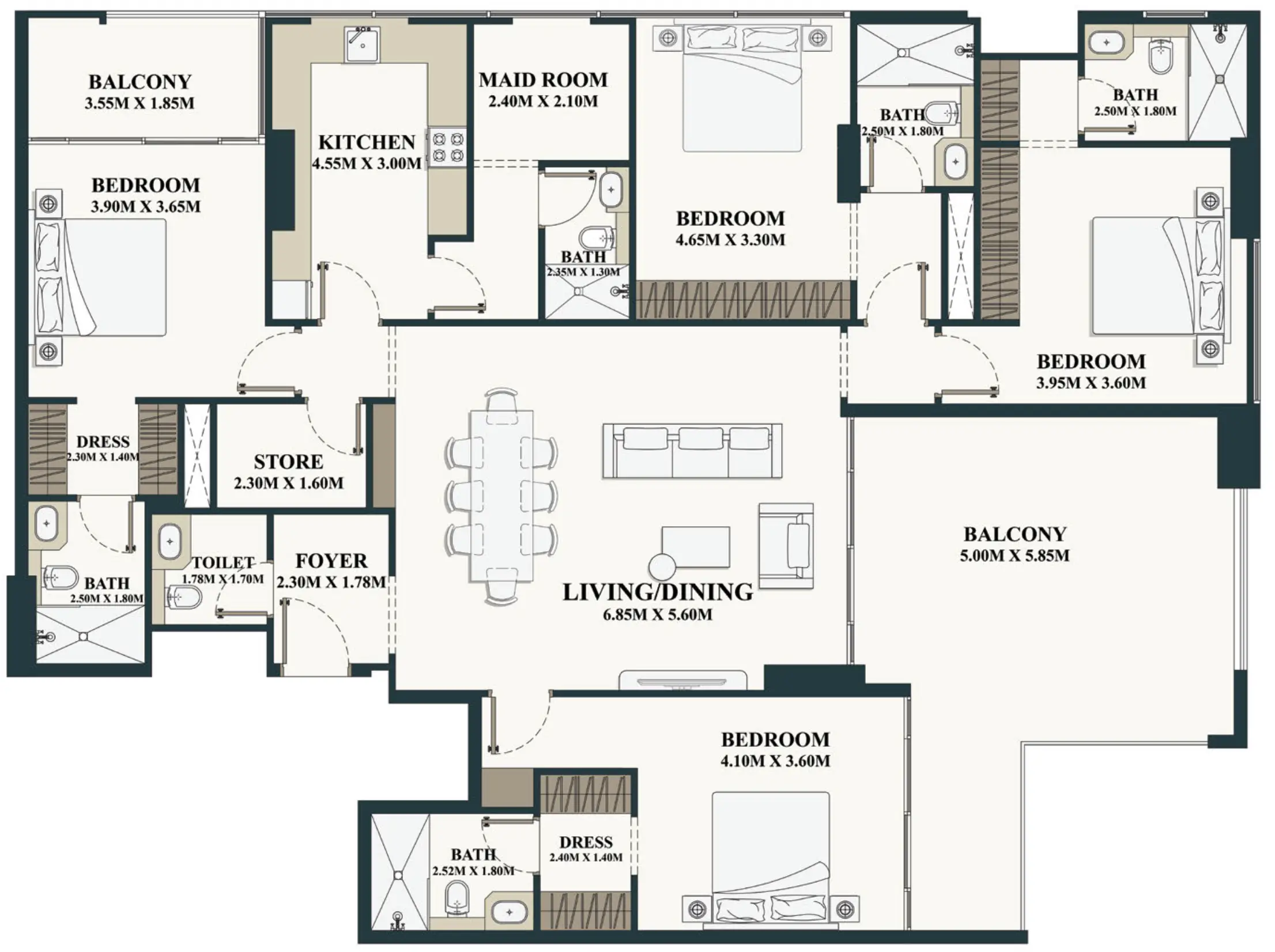 4 BR floor plan