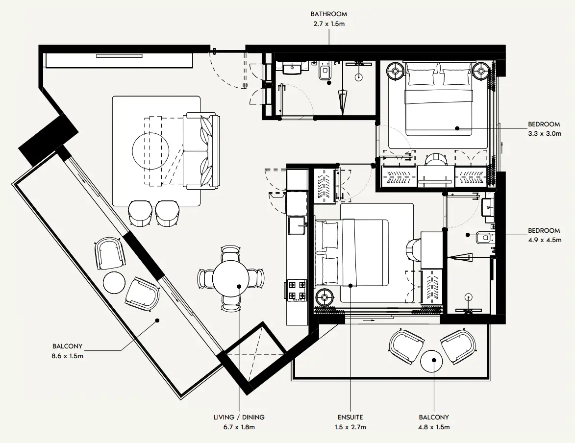 2 BR floor plan