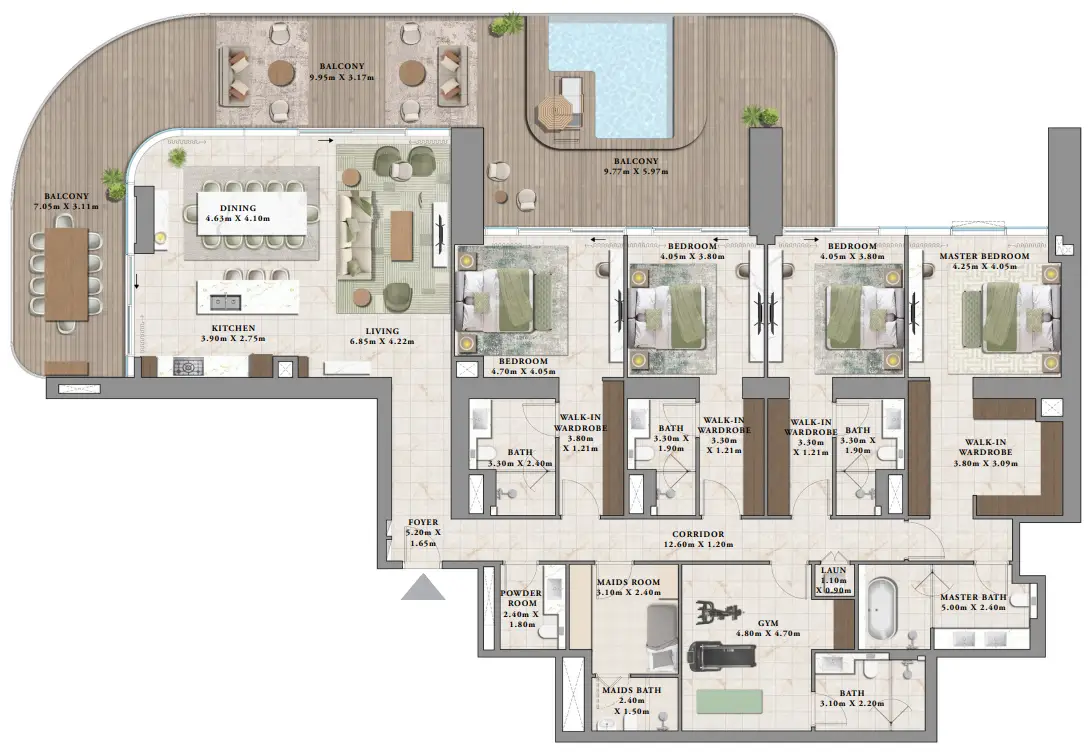 4 BR floor plan