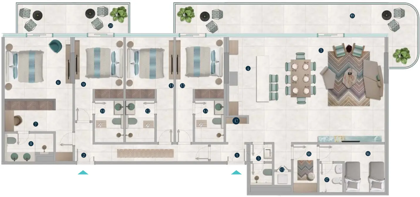 4 BR floor plan